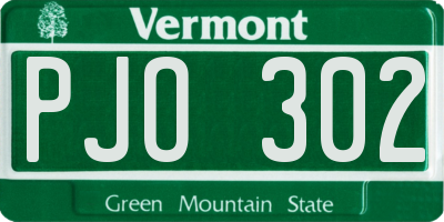 VT license plate PJO302