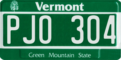 VT license plate PJO304