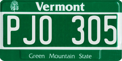 VT license plate PJO305