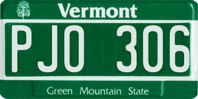 VT license plate PJO306