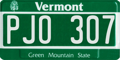 VT license plate PJO307