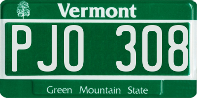 VT license plate PJO308
