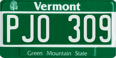 VT license plate PJO309