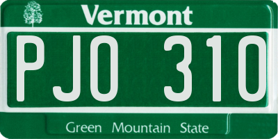 VT license plate PJO310