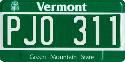 VT license plate PJO311
