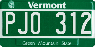 VT license plate PJO312