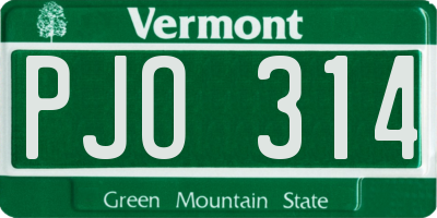 VT license plate PJO314