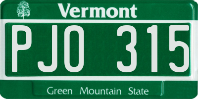 VT license plate PJO315