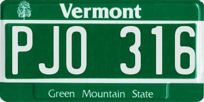VT license plate PJO316