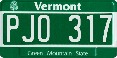 VT license plate PJO317