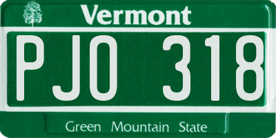 VT license plate PJO318