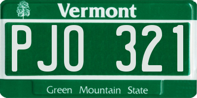 VT license plate PJO321