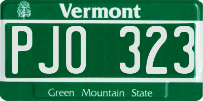 VT license plate PJO323