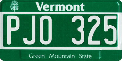 VT license plate PJO325