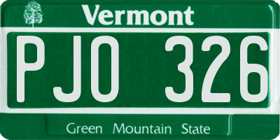 VT license plate PJO326