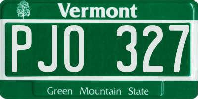 VT license plate PJO327