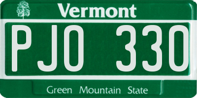 VT license plate PJO330