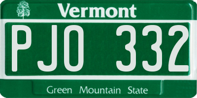 VT license plate PJO332