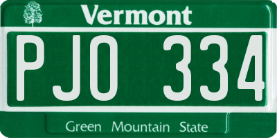 VT license plate PJO334