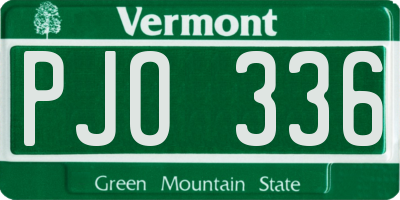 VT license plate PJO336