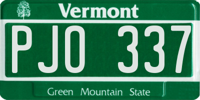 VT license plate PJO337
