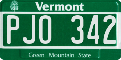 VT license plate PJO342