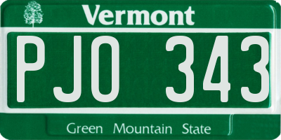 VT license plate PJO343