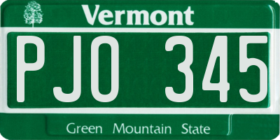 VT license plate PJO345