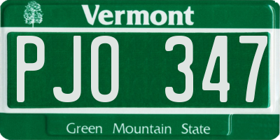 VT license plate PJO347
