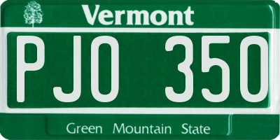 VT license plate PJO350