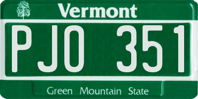 VT license plate PJO351