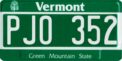 VT license plate PJO352