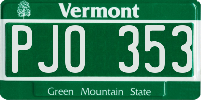 VT license plate PJO353