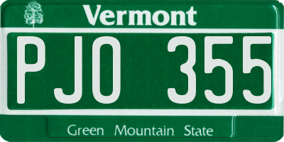 VT license plate PJO355