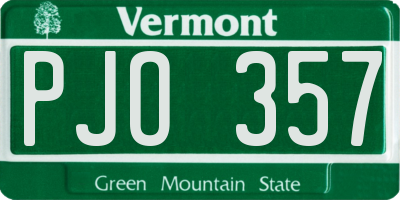 VT license plate PJO357