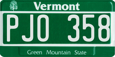VT license plate PJO358