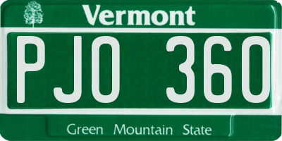 VT license plate PJO360
