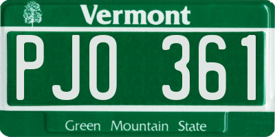 VT license plate PJO361