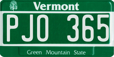VT license plate PJO365