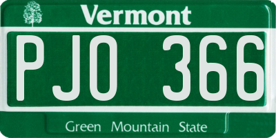 VT license plate PJO366