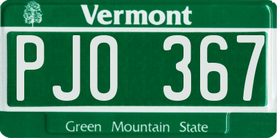 VT license plate PJO367