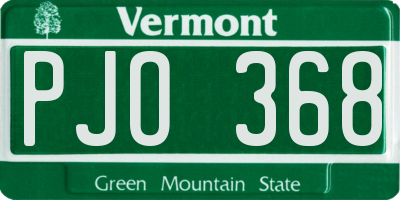 VT license plate PJO368