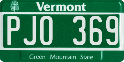 VT license plate PJO369