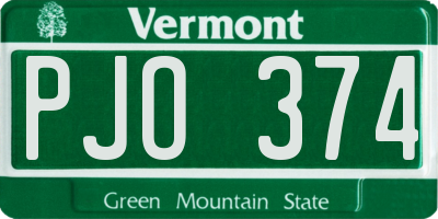 VT license plate PJO374