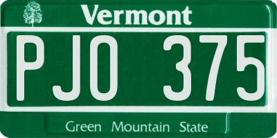 VT license plate PJO375