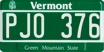 VT license plate PJO376