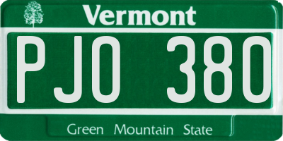 VT license plate PJO380