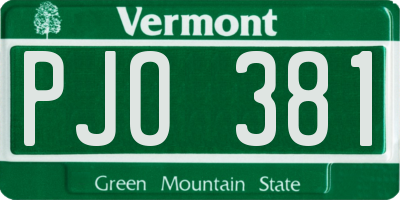 VT license plate PJO381