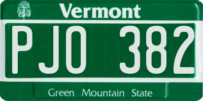 VT license plate PJO382