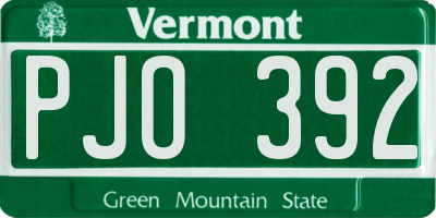 VT license plate PJO392